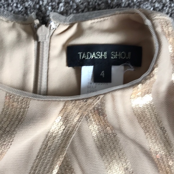 Tadashi Shoji tulle champagne dress 4 - Picture 2 of 6